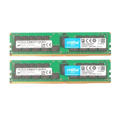 Crucial 64GB (2X32GB) 2666MHz DDR4 PC4-21300 ECC Registered Memory CT32G4RFD4266 - Image 1 of 4
