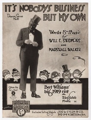 Bert Williams "ZIEGFELD MIDNIGHT FROLIC" Danse de Follies Revue 1919 Sheet Music - Image 1 of 3