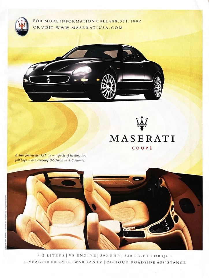 2002 MASERATI Genuine Vintage Print Ad Coupe Luxury Automobile Car GT - Image 1 of 1