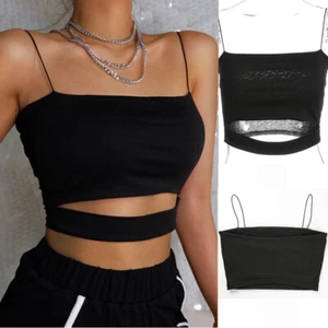Women Blouse Top Tank Cut-Out Short Sleeveless Tee Strap Sexy Vest New Shirt - Picture 1 of 15