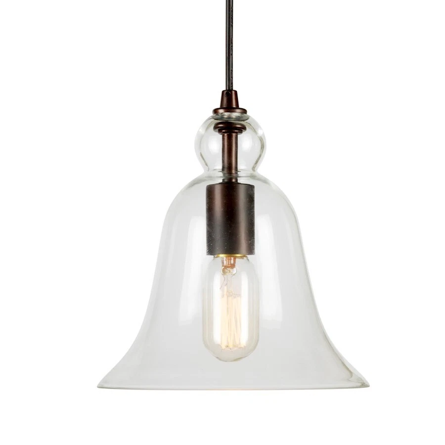 Forte Lighting 9" Cord-Hung Glass Mini Pendant, Bronze/Clear - 2676-01-32 - Image 1 of 1