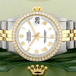 Rolex Datejust 2-tone 31mm 68273 White Roman Watch With 0.95ct Diamond Bezel - Picture 1 of 10