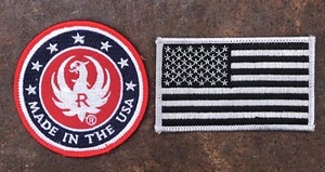 RUGER MADE IN THE USA & LAW ENFORCEMENT AMERICAN FLAG Shirt/Coat/Cap Patches (2) - Picture 1 of 3
