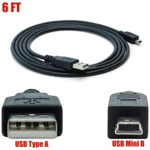 6FT USB 2.0 Male to Mini B 5-Pin Male Sync Data Charging Cable Cord Black - Picture 1 of 5