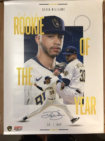 2021 Devin Williams Rookie of the Year Poster Milwaukee Brewers Cover