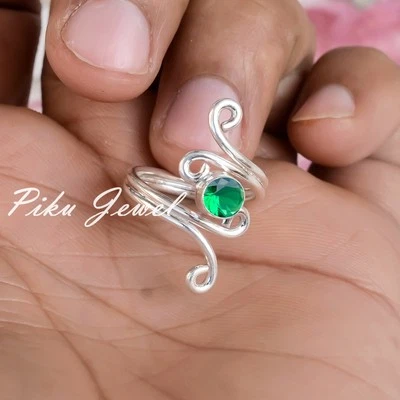 Anello di bellezza in argento sterling 925 con pietra preziosa diopside... - Immagine 1 di 4