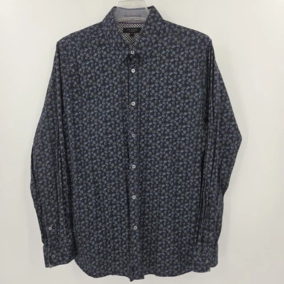 Ted Baker Button Up Down Dress Shirt Mens Size 5 Blue Floral Print Work Office  - Image 1 of 4