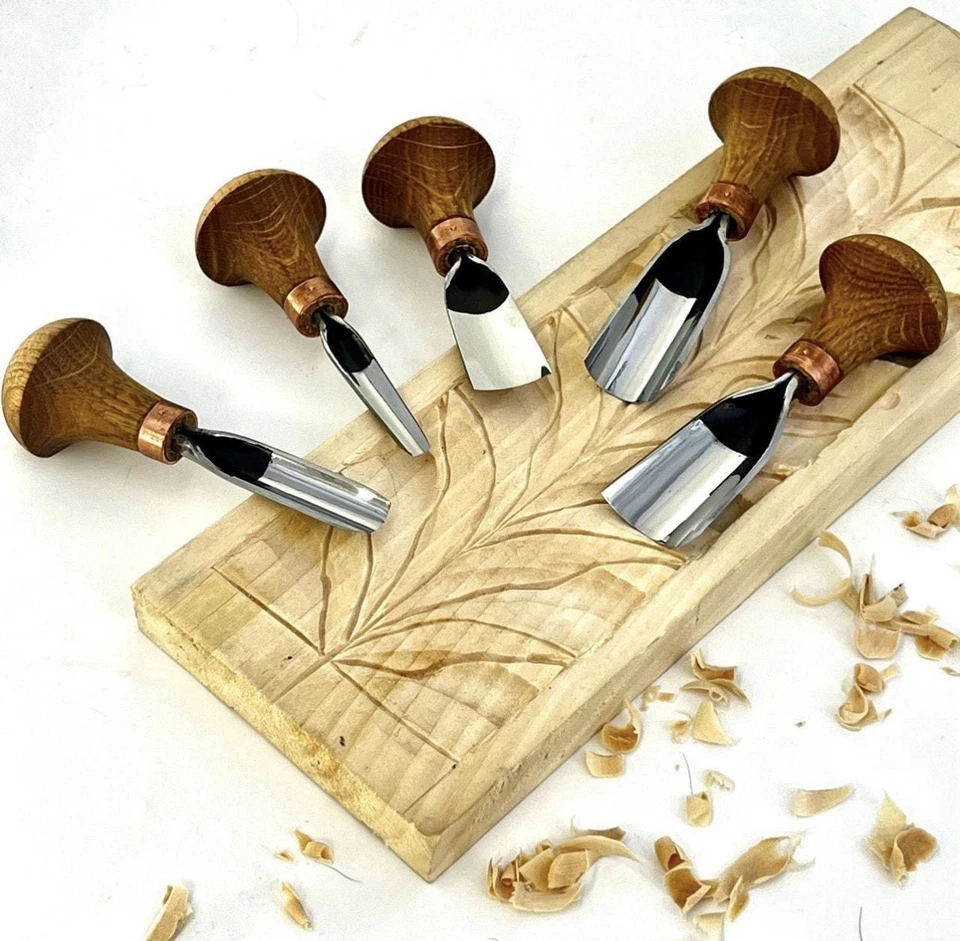 Handmade Palm Carving Gouge Set (5 Pieces) | High Carbon Steel - Image 1 of 4