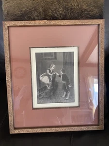 Original Currier und Ives Lithographie erster Flirt professionell gerahmt - Bild 1 von 9