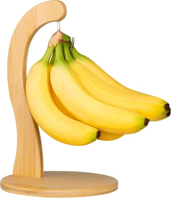 Soporte para plátano con gancho colgante, soporte de uva de madera rústica para encimera de cocina,  Foto 1 de 4