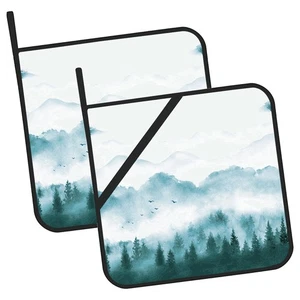 2 PCS Misty Forest Pot Holders, Kitchen Heat Resistant, Potholders, BBQ Gift - Picture 1 of 7