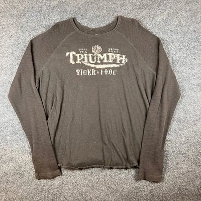 Triumph Motorcycles Lucky Brand Shirt Mens 2XL Gray Long Sleeve Thermal Waffle - Image 1 of 4