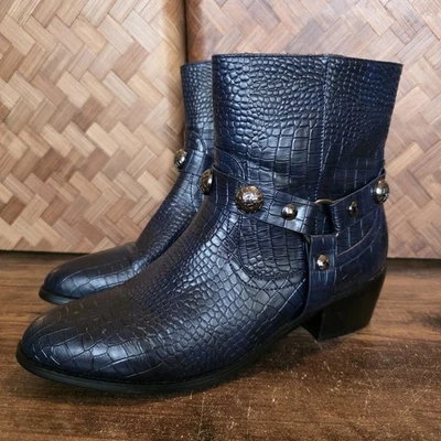 Monroe & Main ботинки женский размер 9,5 М темно-синий змея печать Western Moto ботинок - Изображение 1 из 4