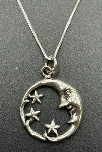 Collana con ciondolo luna e stelle in argento sterling 925 18" nuove condizioni  - Foto 1 di 11