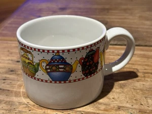 SAKURA “Afternoon Tea” 1994 At Home with MARY ENGELBREIT Cup WHITE Teapot Motif - Picture 1 of 7
