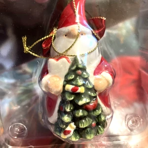 Spode Christmas Tree Santa Gnome with Heart Ornament New In Box Cloth Bow - Picture 1 of 4