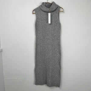 House of Harlow 1960 Cable Knit Turtleneck Sweater Dress Size XS Gray Bodycon - Picture 1 of 9
