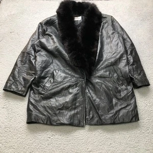 Vintage The Leather Warehouse Thermolite Insulation Leather Jacket Womens M Fur - Picture 1 of 10