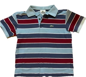 polo ragazzo lacoste taglia 14, grigio, blu, righe rosse - Foto 1 di 3
