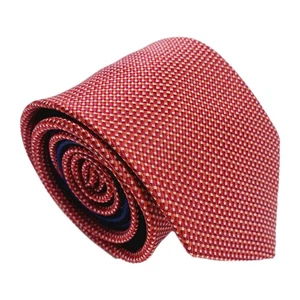 Pronto Uomo Red Geometric Men's Silk Necktie Jacquard Fabric 58x3" - Picture 1 of 5