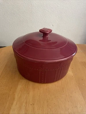 Signature Sorrento Burgundy Soufflé Casserole Dish with Lid - Image 1 of 4