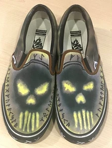 Zapatos sin cordones VANS Pro personalizados negros grises amarillos Sculls para hombre talla 11 - Imagen 1 de 13