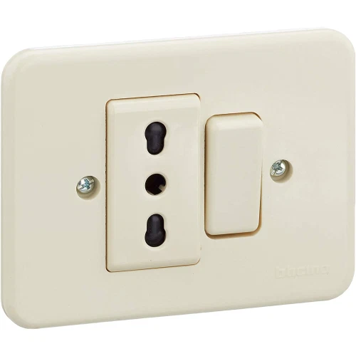 BTicino 1216N Serie Domino Deviatore, Presa Bipasso, 6 A, 3500 W, Avorio - Immagine 1 di 1