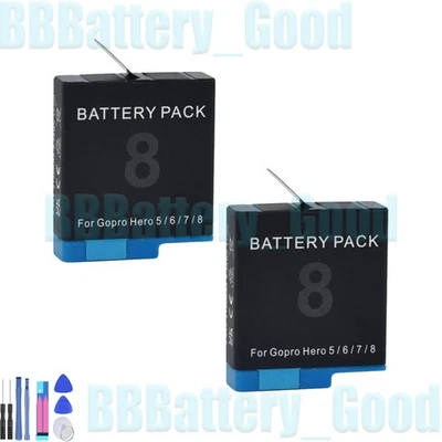 2x For GoPro Hero 5 6 7 Gopro 8 Black Sports Action Camera Battery 1220mAh - Image 1 of 4