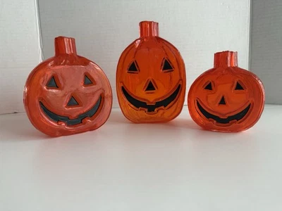 3 Yankee Candle Halloween Pumpkin Jack-O'-Lantern Tealight Candle Holder trio - Image 1 of 4