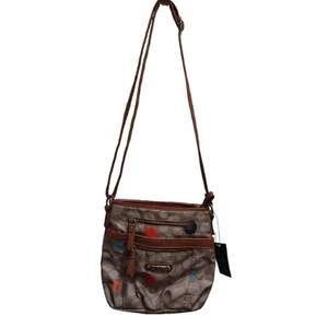 NICOLE MILLER Nylon Brown Multicolor Polka Dots Crossbody Shoulder Bag Purse NWT - Picture 1 of 14