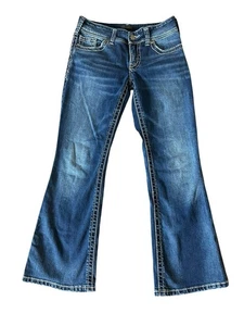 Pantalones de mezclilla plateados Suki Bootcut para mujer acampanados estilo Y2k talla 27x29 - Imagen 1 de 6