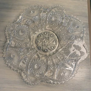 IMPERIAL GLASS -Daisy &Button Clear- 13" Rnd Glass PLATTER, Scalloped EAPG VGC - Picture 1 of 6