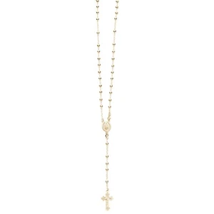 Collar Rosario Italiano Oro 14k Sobre Plata de Ley Coronilla Virgen María - Imagen 1 de 5