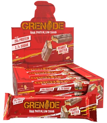 Grenade High Protein, Low Sugar Bar - Peanut Nutter, 12 x 60 g
