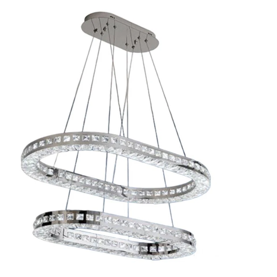 Lampadari a led 40 watt a sospensione in metallo e cristalli in acrilico 6500K - Immagine 1 di 4