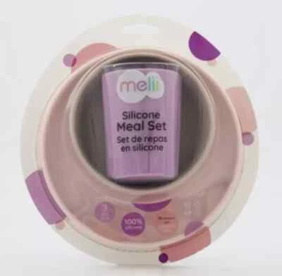 Juego de platos, cuencos y tazas de silicona sin succión melii para niños pequeños Foto 1 de 4