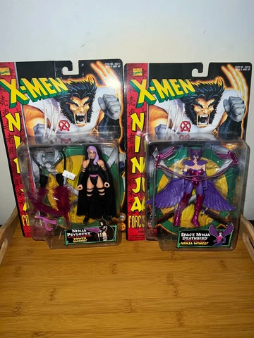 LOT OF 2 ~ Vintage X-Men Ninja Force PSYLOCKE & DEATHBIRD 6" Brand New 1996 Cover