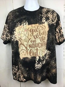 “Guess Who’s On The Naughty List” Maleficent Sublimation Bleached T-Shirt XL - Picture 1 of 11
