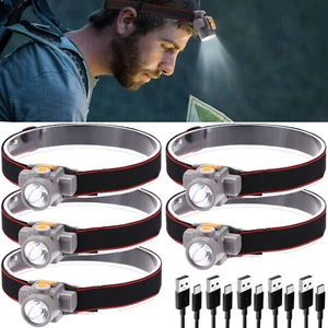 5pack Super Bright USB Rechargeable LED Headlamp Waterproof Headlight Work Light - Picture 1 of 11