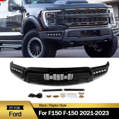 Front Bumper Kits For 2021 2022 2023 Ford F150 F-150 Raptor Style W/LED Lights Foto 1 de 4