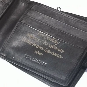 Cartera de hombre de cuero negra personalizada de Navidad hijo hermano papá hermano - Imagen 1 de 7