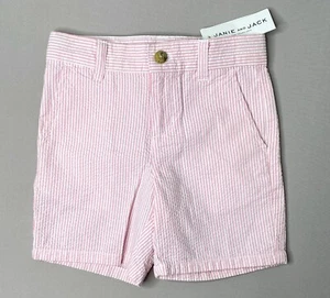 NWT JANIE & JACK Boys 5 Yrs Pink Seersucker Stripe Shorts Spring Summer Easter - Picture 1 of 4