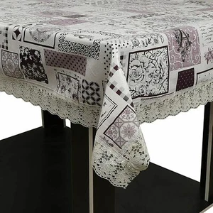 PVC Printed 6 Seater Dining Table Cover Rectangle Shape 54 X 78 in US - Picture 1 of 4