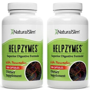 NaturalSlim Helpzymes 2-Pack Digestive Formula - Digestive Enzymes Capsules - Picture 1 of 6