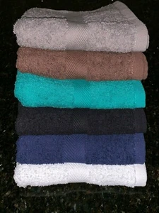 120 PIECES NEW BROWN SALON SPA GYM TOWELS DOBBY BORDER RINGSPUN 16X27 inch 3LBS - Picture 1 of 1