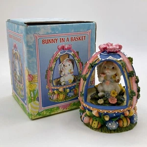 Trippie's Inc Bunny In A Basket Of Easter Eggs Figurine 4" VTG 1999 #BA-5768 NOS - Picture 1 of 7