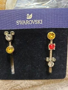 Swarovski Swan signed mickey crystal pierced earrings - Picture 1 of 1