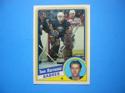 1984/85 O-PEE-CHEE NHL HOCKEY CARD #18 TOM BARRASSO ROOKIE EX/NM SHARP+ OPC - Image 1 of 2