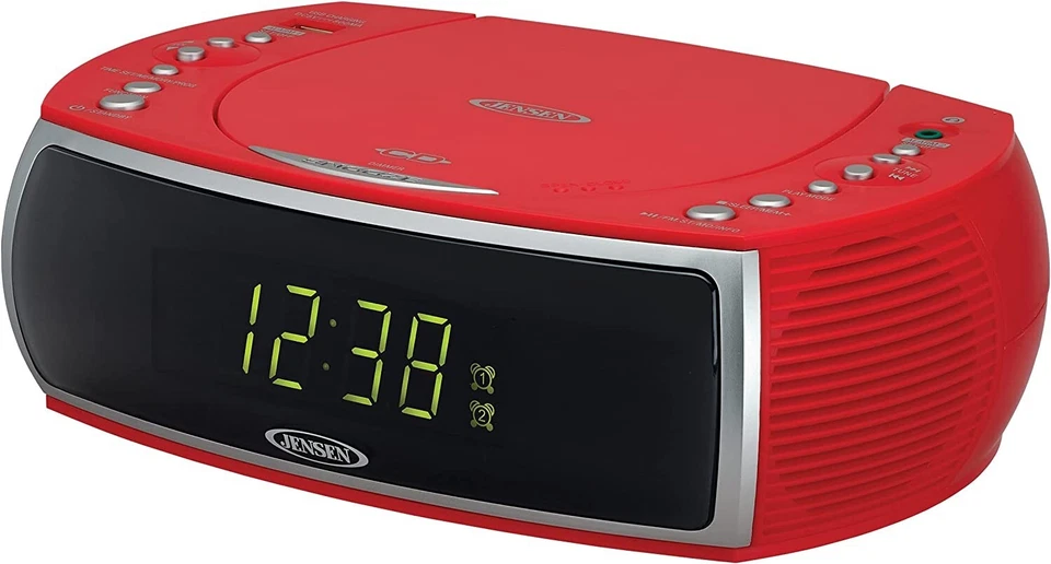 Jensen JCR-322R Modern Home Tabletop Stereo Clock Digital AM/FM Radio CD Player - Image 1 of 4