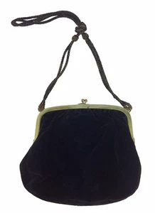 Fannie Van Vechten Chicago 1900s 1920s German Silver Frame Black Velvet Purse - Picture 1 of 10